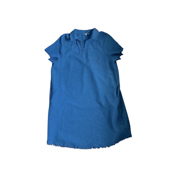 Umgee | Gauzy Raw Hem Blue Tunic Dress With Pockets Size Medium - Picture 1 of 11